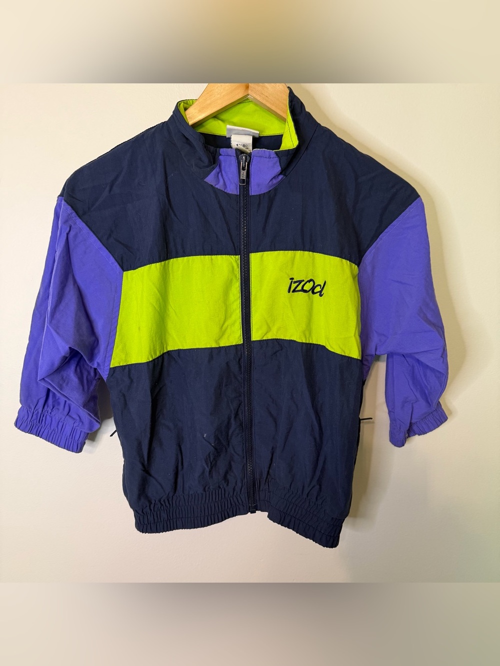 Vintage IZOD Kids Windbreaker Jacket Size 6 Colorblock Retro 90s